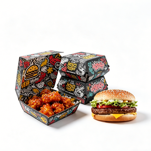 Boîtes en papier kraft imprimées sur mesure pour hamburgers, poulet frit, frites et snacks – Contenants à emporter résistants à l'huile - Product Image 4