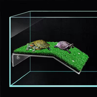 Plateforme de basking pour tortues en herbe synthétique populaire, avec échelle, pente d'escalade, île flottante, design en spirale, en plastique PP