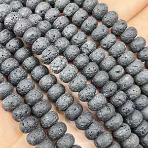 Perles de pierres <span class=keywords><strong>semi</strong></span>-précieuses rondes lisses Volcanics 5x8MM, disques intercalaires pour la fabrication de bijoux, environ 380MM - Product Image 1