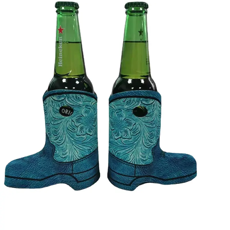 Custom Cow Leopard Print Western Boot Drink Sleeve Boot Bottle Cooler
