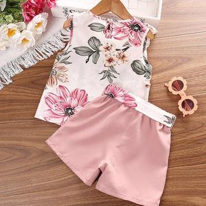 Completo estivo per <span class=keywords><strong>bambina</strong></span>, nuovo, con stampa e top senza maniche. - Product Image 3