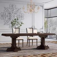 Table de salle à manger rectangulaire de style rétro européen, design écologique de luxe, pour six personnes, idéale pour hôtels et conférences, style campagne américaine.