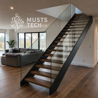 Escalier flottant à double poutre pour intérieur d'appartement, vente en gros usine, approvisionnement en vrac