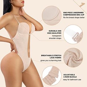 Hexin all'ingrosso moda profondo scollo a <span class=keywords><strong>V</strong></span> senza soluzione di continuità forma del corpo per le <span class=keywords><strong>donne</strong></span> senza schienale Sexy Lingerie Shapewear Body - Product Image 3
