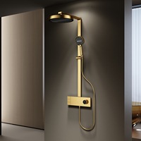 Robinet thermostatique en cuivre poli pour douche, avec jets de massage et de pluie, idéal pour l'extérieur et les appartements