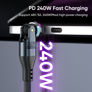 Cable DE DATOS giratorio tipo C de 240W | Rotación doble de 540 grados 48V 5A Carga rápida de la cámara del cargador del teléfono de carga a la cámara del cargador del teléfono de la USB-C - Product Image 4