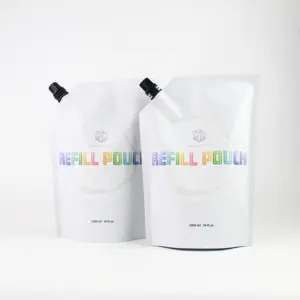 1000ml liquid laundry detergent bag custom print plastic aluminum foil stand up refill pouch with spout for liquid