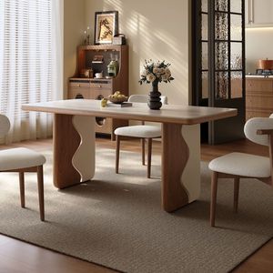 Dongshi <b>Solid</b> <b>Wood</b> Dining <b>Table</b> Rectangle Stable Combination Furniture For Home Use - Product Image 3