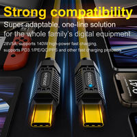 Câble de données USB C enroulé tout-en-un 8 en 1 140W Charge rapide du mâle à la femelle Support pour ordinateur portable Téléphone portable