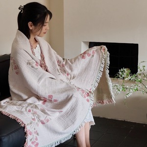 Serviette de Bain Multifonctionnelle en <span class=keywords><strong>Jacquard</strong></span> 100% Coton Tissé, Style Artistique Écologique Luxe Léger, Décoration à Pompons, Rétro Français - Product Image 3
