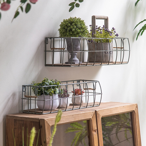 Prateleiras Flutuantes de Metal Estilo Fazenda Conjunto Rústico de <span class=keywords><strong>2</strong></span> Prateleiras Montadas na Parede para Decoração de Sala de Estar Banheiro Quarto - Product Image 2