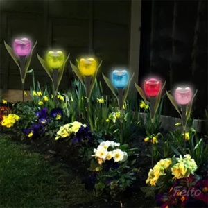 Luces solares de flores para jardín, luces de tulipán artificiales impermeables para exteriores, con Panel Led que cambia de Color - Product Image 5