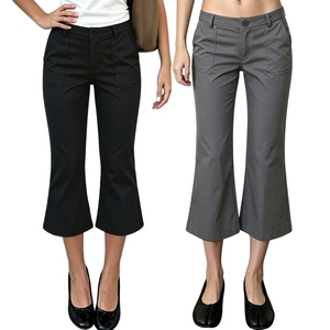 Minimalist Mid Rise Straight Leg Canvas <b>Pants</b> Solid Color Woven Breathable Eco-Friendly <b>Summer</b> Women Casual Streetwear - Product Image 1