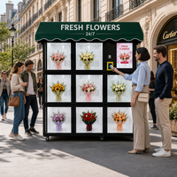 Kiosco Refrigerado Comercial para Venta de Flores al Aire Libre, con 8 Puertas, Acero Inoxidable, Gestión Basada en la Nube, Dispensación Automática