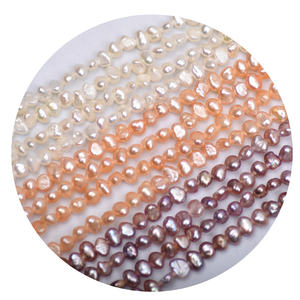 Baroque ngọc trai tự nhiên sợi Ins Retro đào trắng tím 4mm hạt ngọc trai cao cấp bán buôn bán quý Vòng cổ - Product Image 4