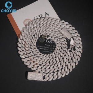Collar de Cadena de Plata 925 con Baño de Rodio y Moissanita, Corte Brillante Redondo, Micro Pavé, Estilo Hiphop, Certificado GRA, Joyería de Moda - Product Image 4