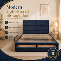 Lit plateforme bleu sur mesure avec cadre rembourré en tissu pour hôtels, appartements et mobilier de vente au détail – Fournisseur OEM B2B