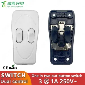 New LED Lamp Double Control Switch 3A Max.250V Black ABS Housing White CE Floor Light Table Lamp Push Button Switches Two Way