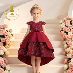 FSMKTZ Abito da Damigella d'Onore Stile Principessa per <span class=keywords><strong>Bambina</strong></span>, <span class=keywords><strong>Vestito</strong></span> da Festa, Compleanno e <span class=keywords><strong>Matrimonio</strong></span> con Strascico per Bambini 3-10 Anni - Product Image 3