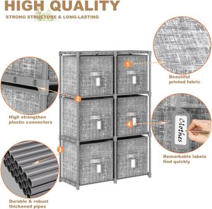 Công Suất Lớn Kim Loại <span class=keywords><strong>Cube</strong></span> Lưu Trữ Organizer Với 6 In Thùng Nhãn Sợi Tủ Tổ Chức Cho Tủ Quần Áo Phòng Khách Ký túc xá - Product Image 6