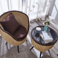 Ensemble de chaises trois pièces en rotin minimaliste pour l'extérieur avec table d'appoint pour patio, jardin, balcon - Vente en gros