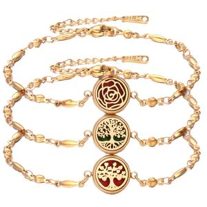 Adjustable <b>Rose</b> <b>Gold</b> Stainless Steel Diy Aroma Locket Buckle Perfume Essential Oil Diffuser Bracelet - Product Image 1