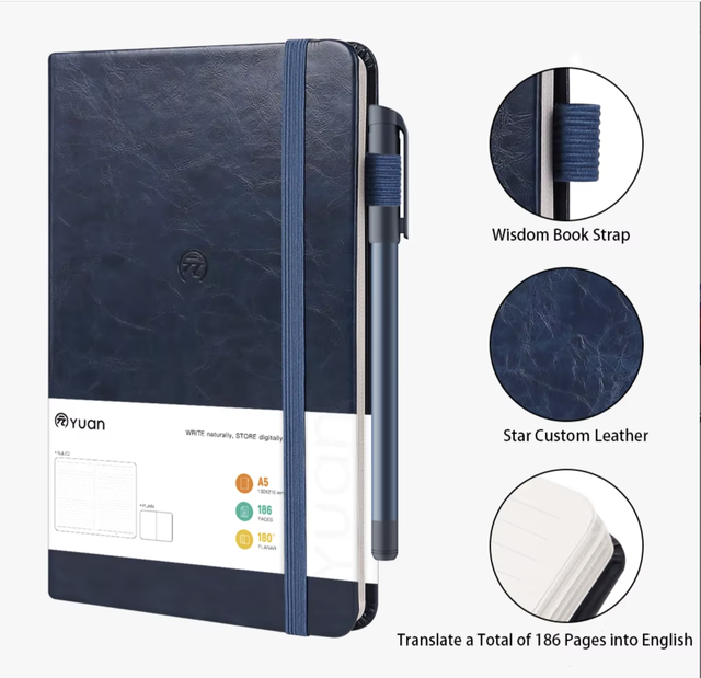 Smart A5 Leather Notebook Handwriting Recognition Cloud Sync Digital Writing Accessory Magnetic blue-tooth