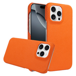 Étui en cuir texturé litchi de luxe, housse en PU artisanale, <span class=keywords><strong>coque</strong></span> de protection antichoc pour iPhone 16 15 14 13 Pro Max - Product Image 1