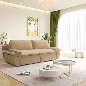 Canapé-lit <span class=keywords><strong>convertible</strong></span> 3 <span class=keywords><strong>places</strong></span> en tissu Teddy, taille King Size 93 pouces, avec <span class=keywords><strong>2</strong></span> coussins lombaires et fonction chaise longue - Product Image 2