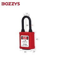 BOZZYS Cadenas de sécurité industriel en nylon 38 mm avec anse de 6 mm de diamètre, haute sécurité, durable, verrouillable, clé maîtresse, anti-effraction