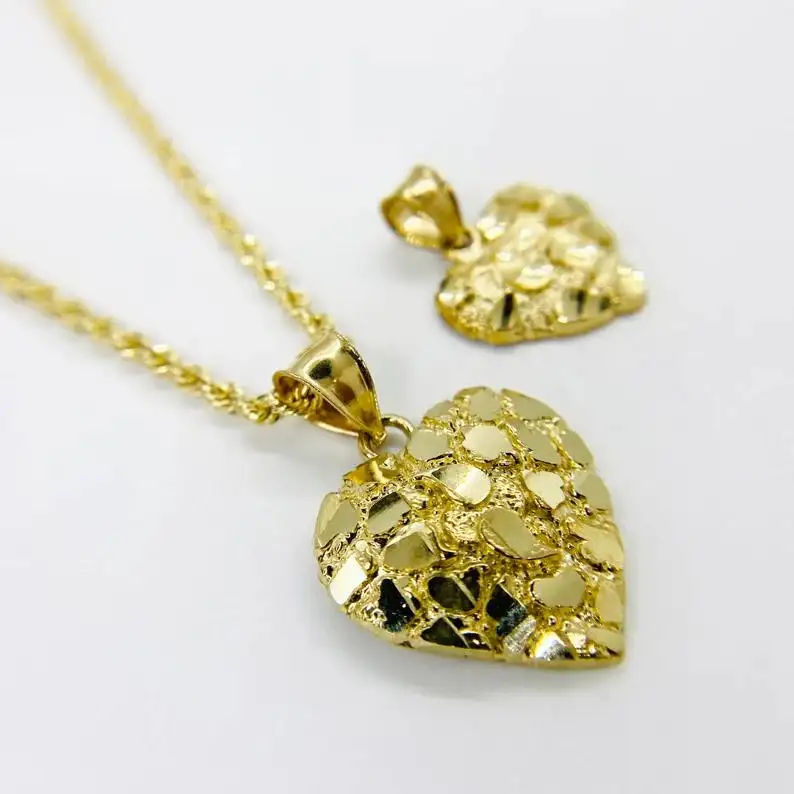 Duyizhao Hip Hop Unique Design Gold Nugget Pendentif à breloque en forme de coeur pour femmes/hommes Bijoux