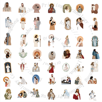 Collection de 50 autocollants religieux rétro écologiques en PVC pour artisanat, bouteilles d'eau, iPad et décoration de voiture (résistants aux rayures)