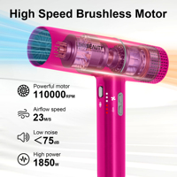 Secador de Pelo Profesional Iónico Linkbeauty de 1850W con Pantalla LED, Función de Autolimpieza, Motor Silencioso sin Escobillas, Doble Voltaje 110,000
