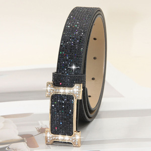 Yonger fabbrica nuova <span class=keywords><strong>cintura</strong></span> in pelle scintillante <span class=keywords><strong>con</strong></span> fibbia in metallo oro per pantaloni da donna - Product Image 4