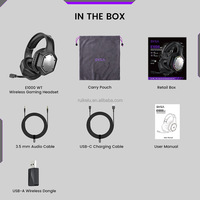 Casque sans fil EKSA E1000BT 2.4G supra-auriculaire RGB pour usage quotidien/musique/PC/jeux, casque stéréo 3D HiFi pliable avec batterie de 1500 mAh