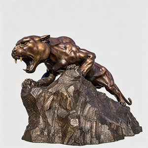 Statua di Leopardo in Bronzo Antico Personalizzata, Scultura di <span class=keywords><strong>Pantera</strong></span> a Grandezza Naturale in Ottone per Decorazione Esterna - Product Image 5