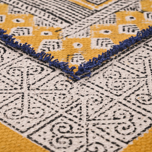 พรมผ้าคอตตอนลาย rajasthani ขนาด5x8ฟุตพรมสำหรับงานปักลาย100% สำหรับตกแต่งบ้านห้องนั่งเล่นและใช้ในรถยนต์ - Product Image 1