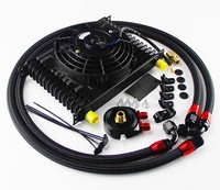 Kit refroidisseur d'huile en aluminium universel 15 rangées 262mm AN10 + kit ventilateur électrique 7"