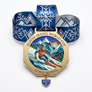 Fabricant de médailles de <span class=keywords><strong>ski</strong></span> personnalisées en gros, médailles de <span class=keywords><strong>ski</strong></span> 3D de haute qualité en or antique, argent et bronze, avec ruban - Product Image 2