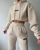 Ensemble de survêtement imprimé bouffant pour femme 2026, poids lourd 450 GSM, streetwear d'hiver, logo personnalisé, ensemble 2 pièces