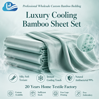 Parure de draps en bambou respirante et absorbante Cloudland certifiée GOTS et approuvée ISO9001, 400TC, 4 pièces