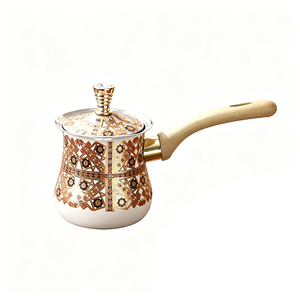 หม้อกาแฟตุรกีสแตนเลสสีทอง FLEY ขนาด 550/720/900 มล. ดีไซน์ย้อนยุค ฝาปิดแบบละลาย ใช้สำหรับอุ่นเนย นม เหมาะสำหรับใช้ในบ้านและร้านกาแฟ - Product Image 4