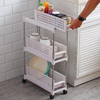 Chariot de rangement de cuisine SQ234, étagère coulissante pour fentes de salle de bain, chariot à roulettes multi-niveaux sur pied pour salle de bain, vente en gros