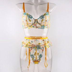 Il miglior grazioso <span class=keywords><strong>reggiseno</strong></span> trasparente floreale floreale completo di Lingerie Femme carino trasparente e vedere attraverso i marchi di biancheria intima - Product Image 3