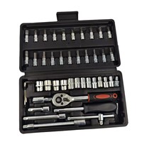 Jeu de 46 Pièces de Clés à Douille et à Cliquet avec Entraînement 1/4 Pouce, Douilles Embouts Métriques, Rallonge et Outils à Main en Coffret
