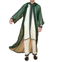 Thawb à Capuche Marocain de Luxe Tendance, Kaftan en Tissu Brillant pour Hommes Musulmans