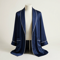Pyjama de luxe 100 % soie de mûrier satinée pour femme, 22 mommes, avec robe de chambre à taille élastique, tenue de nuit longue et sexy, vêtements de nuit haut de gamme pour femmes
