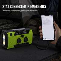 Radio de Supervivencia Portátil para Exteriores, con Manivela Solar, Resistente al Agua, Batería de 5000mAh, Linterna LED, Alarma SOS