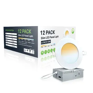 Paquete de 12 luces empotradas LED ultrafinas de 6 pulgadas con J-Box 100lm/W 5000K luz diurna 12W paquete regulable 125lm/W luz de techo