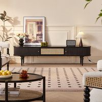 Moontree Meuble de salon élégant, doré et au design moderne, meuble TV et table basse avec dessus en marbre, pied en acier inoxydable